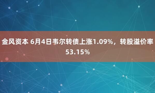 金风资本 6月4日韦尔转债上涨1.09%,转股溢价率53.15%